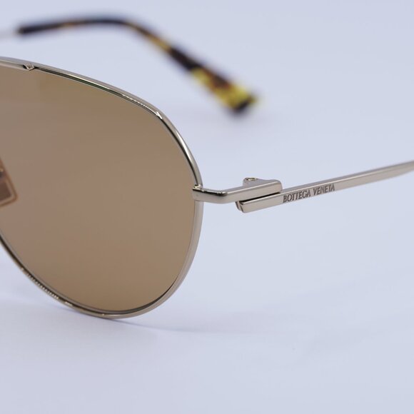 🕶️ New Bottega Veneta BV1302S 002 Sunglasses - Gold Frame, Brown Lenses - Picture 8 of 10